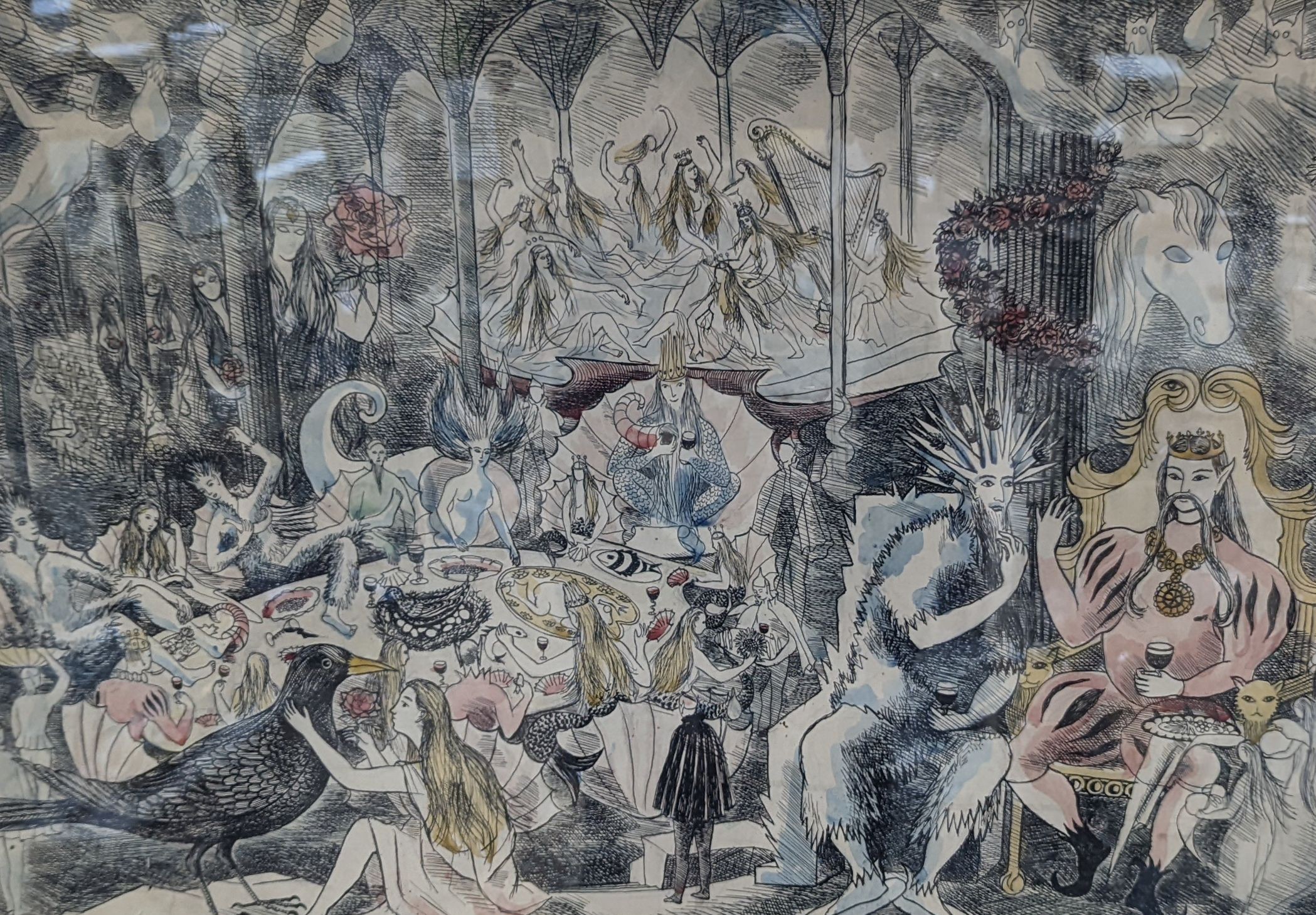 Maureen Black (b.1923), pen, ink and wash, 'Orientem, 1945', 52 x 72cm
